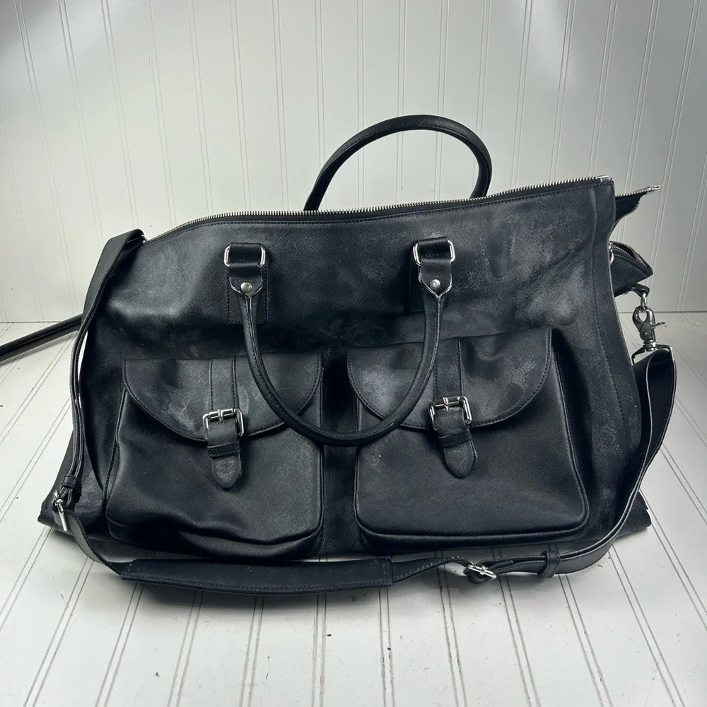 Hook + Albert Black Leather Weekender Garment Bag Unisex $590